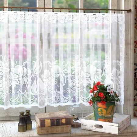 Tulle to the kitchen without a curtain tape 80x175 cm, the color is white, 100% polyester