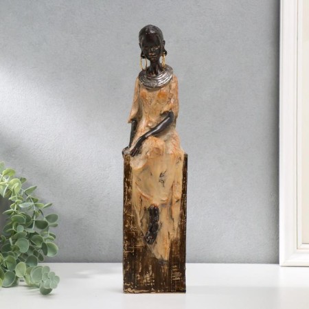 Souvenir Polystone "African in Cuba" Mix under a tree 36x8x10 cm-1