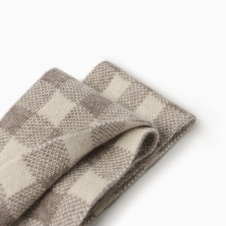 Mongol wool scarf beige-gray "chess", milk/gray color-1