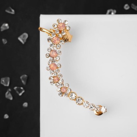 Earring "Kaff" Chamomile, white-pink color in gold-1