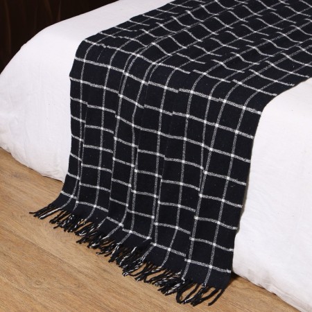 Palermo plaid 140x200cm, dark blue/white, wool 20%, pan 40%, polyester 40%