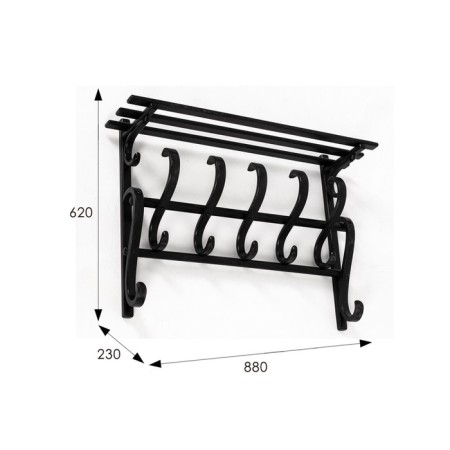 Wall hanger in 7n, 880x230x620, 5 hooks, wenge-1