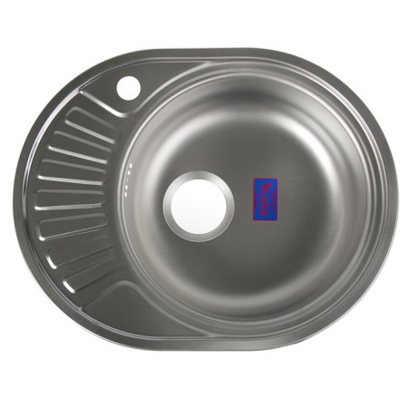 Kitchen sink "Vladiks", cut, with a siphon, 57x45 cm, right, stainless steel 0.6 mm