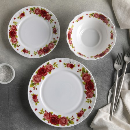 Service table shares “Poetry of roses”, 18 objects: 6 plates d = 17.5/23/15 × 5 cm, glass -ceramic-1