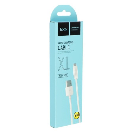 Hoco X1, microUSB - USB, 2.4 A, 2 m, white cable-3