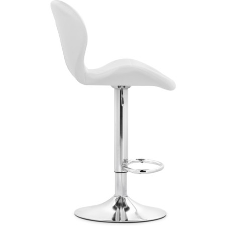 Baric stool Trio metal/eco -leather, chrome/white 48x52x86 cm-2