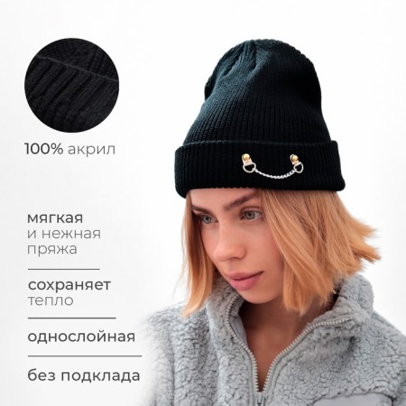 Women's hat minku, black color, rr 56-58-8