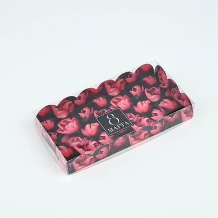 Box for confectionery products with PVC “March 8”, 10.5 × 21 × 3 cm