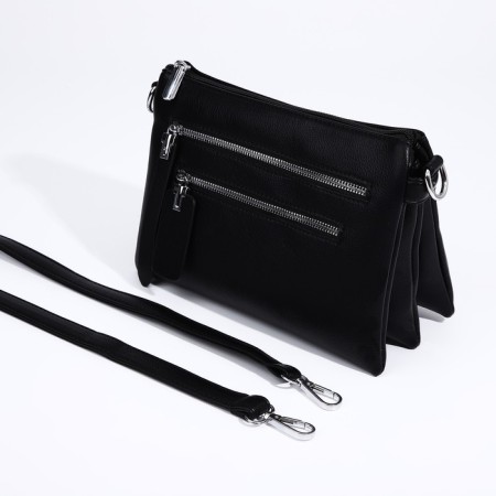 Bag Cross-Bodi with a zipper, 3 outer pockets, black color-5
