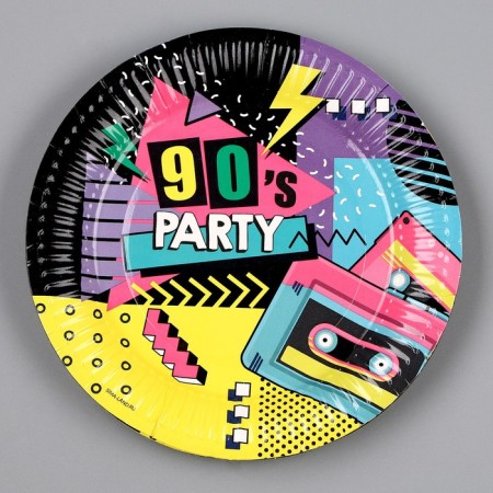 Disposable paper plate "90s", 18 cm, set 6 pcs.-1