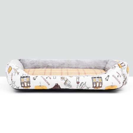 Animal bed, double-sided pillow, 60 x 45 x 15 cm, gray-white-2