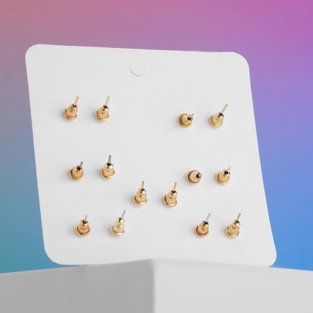 Earrings set 7 pairs "Week" hearts, color-2