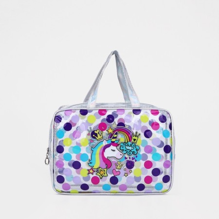 A set of cosmetic bags for the pool, 2 in 1, silver/multi -colored color-1
