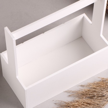 Wooden Kashpo "Hellas large, mesh", with a pen, white, 25 × 12.5 × 10 (25) cm-3