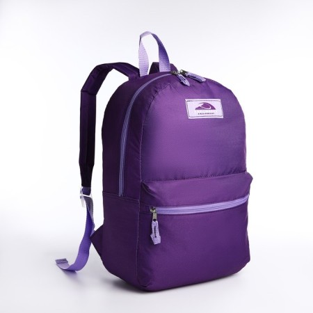 A backpack with a zipper, external pocket, purple color-2