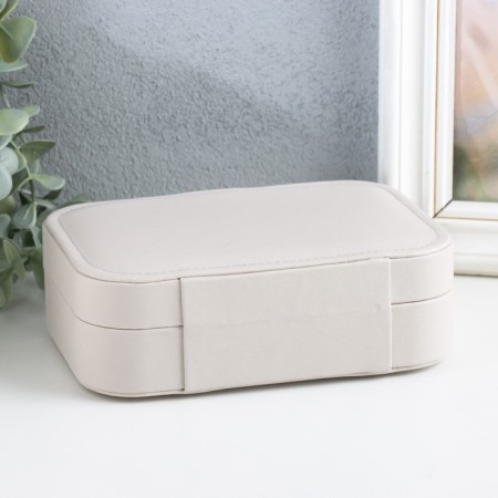 Casket to the leatherette for jewelry "Matte surface" beige 16x11x5 cm-3