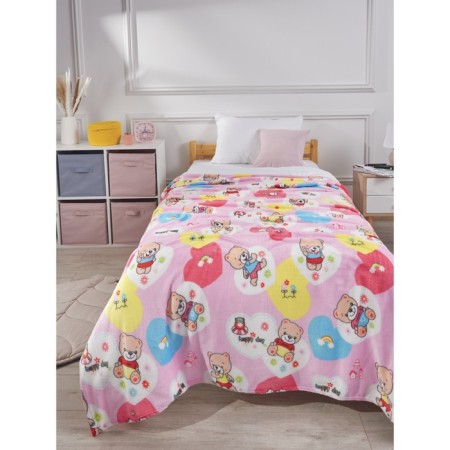 Happy Teddy Bear, size 150x200 cm, pink color