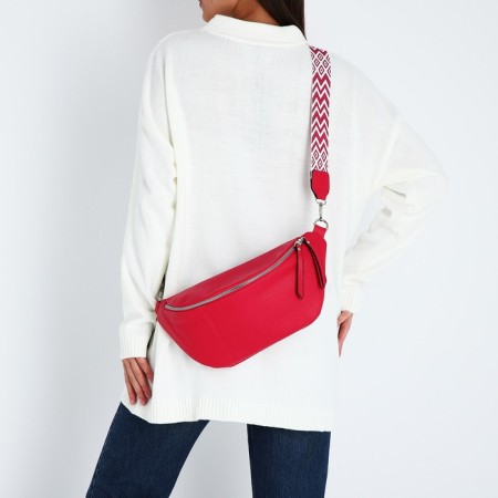 Bag Cross-Bodi with a zipper, red color-6