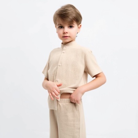 Set for a boy (shirt, shorts) minku beige color, height 128-4