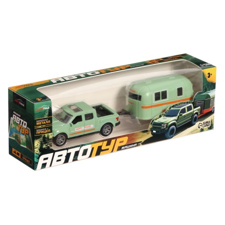 Metal machine "Autotur", with a trailer, color mix-11