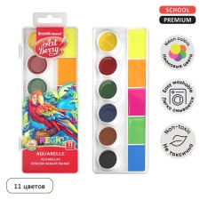 Акварель 11 цветов ErichKrause ArtBerry Neon, неоновая, с УФ-защитой, с увеличенными кюветами XXL, пластик, европодвес, без кисти