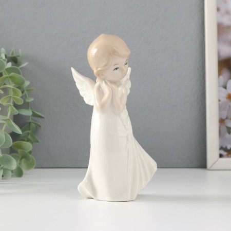 Souvenir Ceramics "Girl Angel in a dress with patterns with folded hands" 6x8x16.5 cm-3