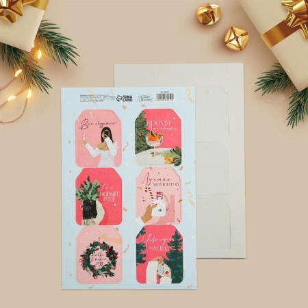Schildik for a gift “Everything will come true!”, A set of 6 pieces, stylish girls, 16 x 24 cm, New Year-4