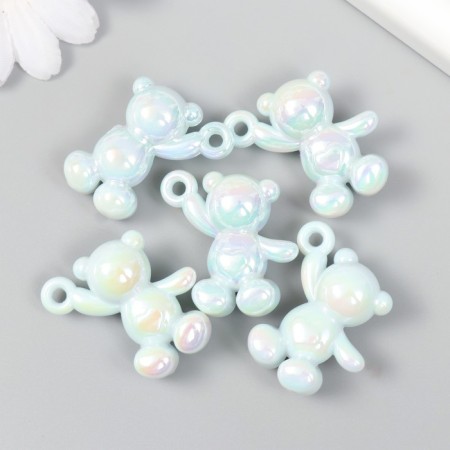 Decor for creativity Plastic "mother-of-pearl bear with loop" of pale blue 3x1.4x3.1 cm-2