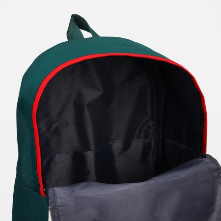 A backpack with a zipper, an outer pocket, a set of a chover, bag, green color-6