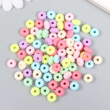 Beads for creativity plastic "Ribbed. Pastel colors" set 90 pcs 15 g 0.8x0.8 cm-1