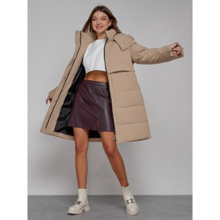 Coat insulated winter female, size 48, color light brown-13