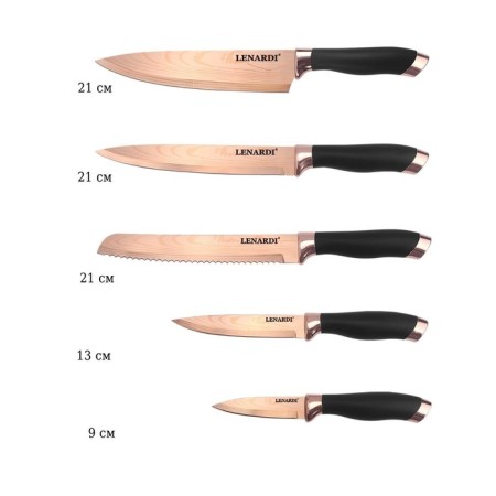 Lenardi knife set, on a stand, 6 items