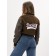 Leather bomber female color khaki, size 48