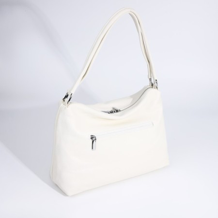 Luggage bag with a zipper, 3 outer pockets, white color-1
