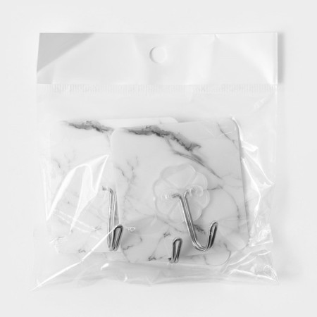 Self -adhesive “marble” hook, 3 pcs, white color-4
