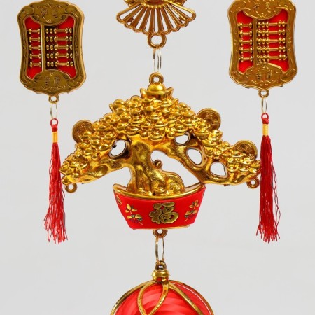 Plastic suspension, textiles "Bonsai, fan and scores" 19.5x80 cm-2