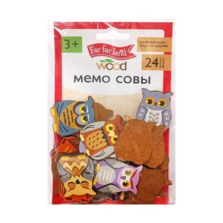 Game Table Memo "Owls" Far Far Land Wood (24 chips in a box)