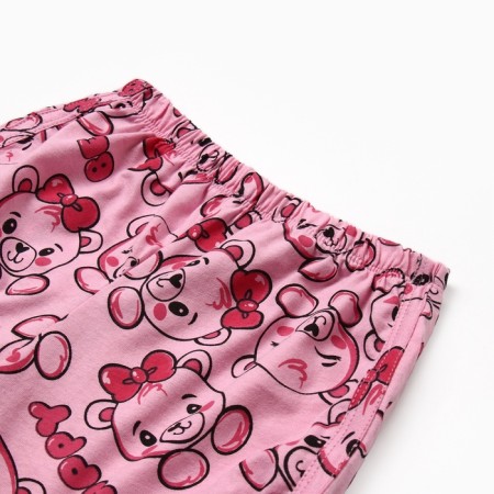 Set for a home -made girl (T -shirt/shorts) "Bear", pink color, height 110-3