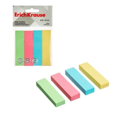 Bookmarks with adhesive edge paper 18.75x75 mm, Erichkrause, 400 sheets, 4 colors-3