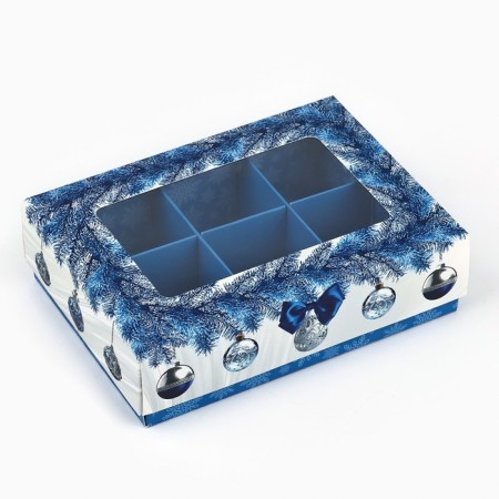 Folding box under 6 sweets “Frosty Luxury”, 13.5 x 9.8 x 3.8 cm, New Year-1