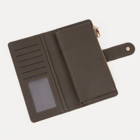 Women's wallet on the button, khaki color-2