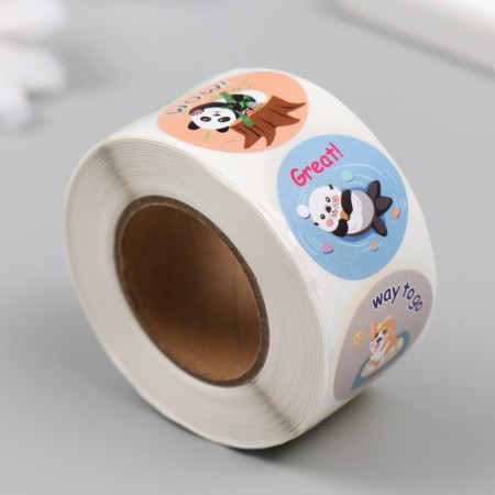 Stick Paper "Animals. Wishes" d = 2.5 cm 500 pcs in a roll 3x6.5x6.5 cm-1