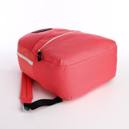 A backpack with a zipper, external pocket, pink color-4