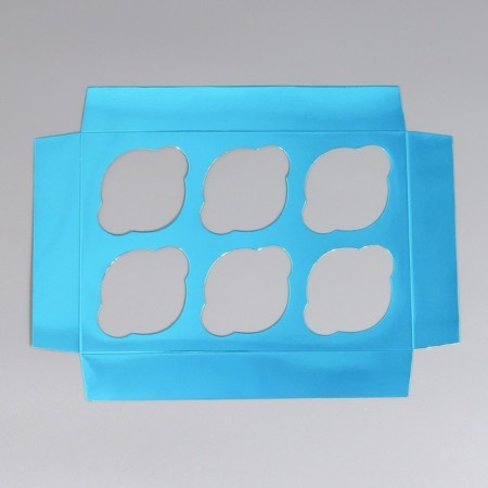 Folding box for 6 cupcakes with the Snowflake window, 25 x 17 x 10 cm, New Year-5