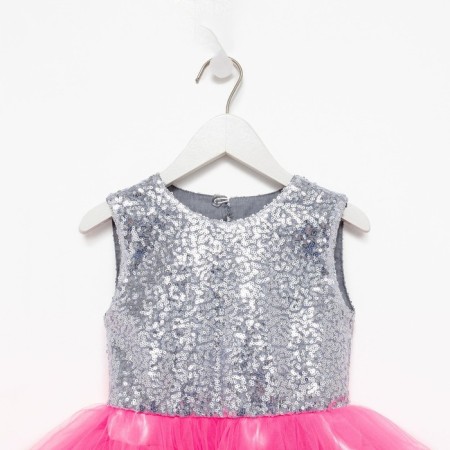 New Year. Children's dress with sequins KAFTAN, p. 32 (110-116), bright pink-9