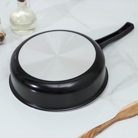 Silenik Promo, 2.8 l, d = 24 cm, glass cover, plastic handle, anti -stick coating, black color-2