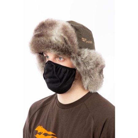 Taiga earflaps with a mask, brown color, Bavaria fabric, size M
