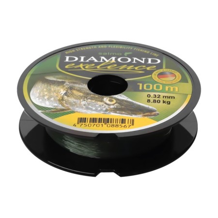 Monophile Salmo Diamond Exelence fishing line, diameter 0.32 mm, test 8.8 kg, 100 m, green