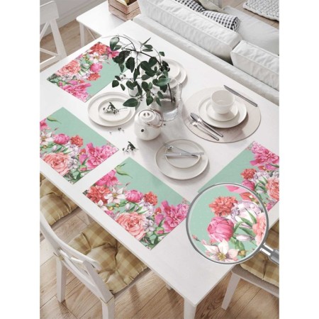 A set of napkins for setting the table "Flowers as a gift", rectangular, size 32x46 cm, 4 pcs-1