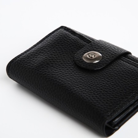 Male purse for magnet, department for bills, for maps, for coins, black color-2
